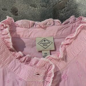 St. John's Bay Pink and White Ruffled Top